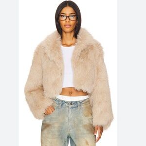 Free People Paris Cropped Faux Fur Jacket - Size Small (like new without tags)